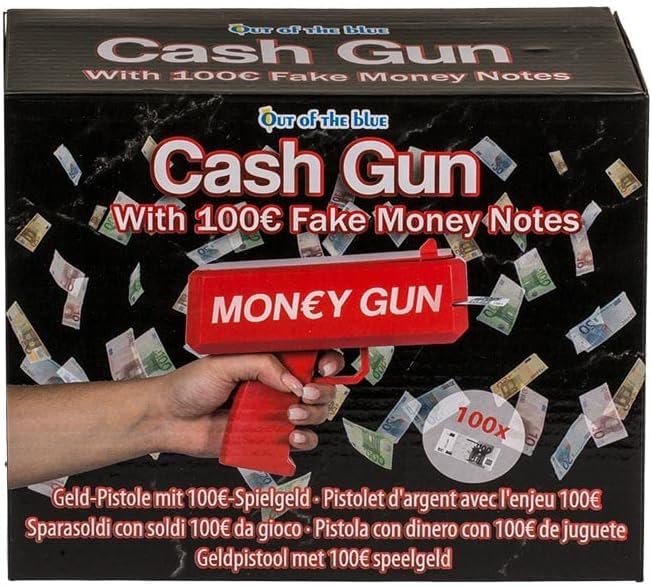 Pistolet Lance-Billets Avec 100 Faux Billets – Rouge, Fonctionne Sur Piles AAA – Accessoire Festif Pour Soirées Et Anniversaires