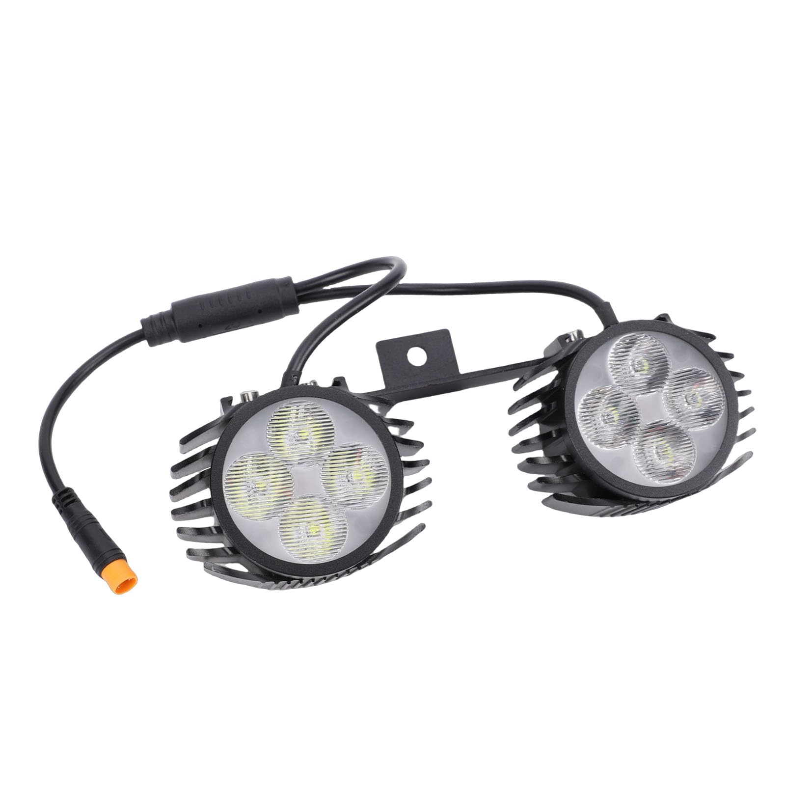 Generic Lampada da Manubrio per Scooter Elettrico a Doppia Testa Ad Alta luminosità Luce Anteriore a LED Impermeabile per Pendolarismo Materiale in Lega di Alluminio