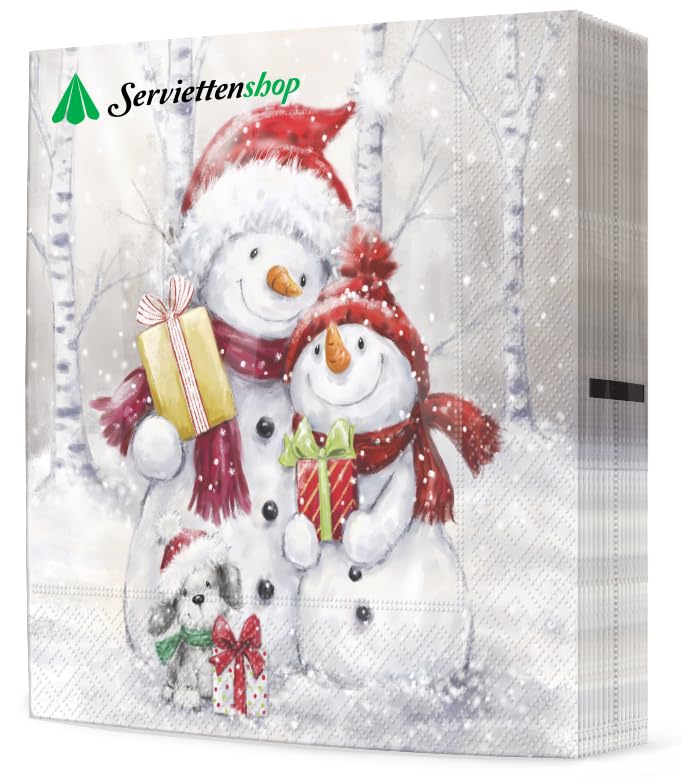 20 Tovaglioli Natalizi Nostalgici Bambini E Pupazzo Di Neve Come