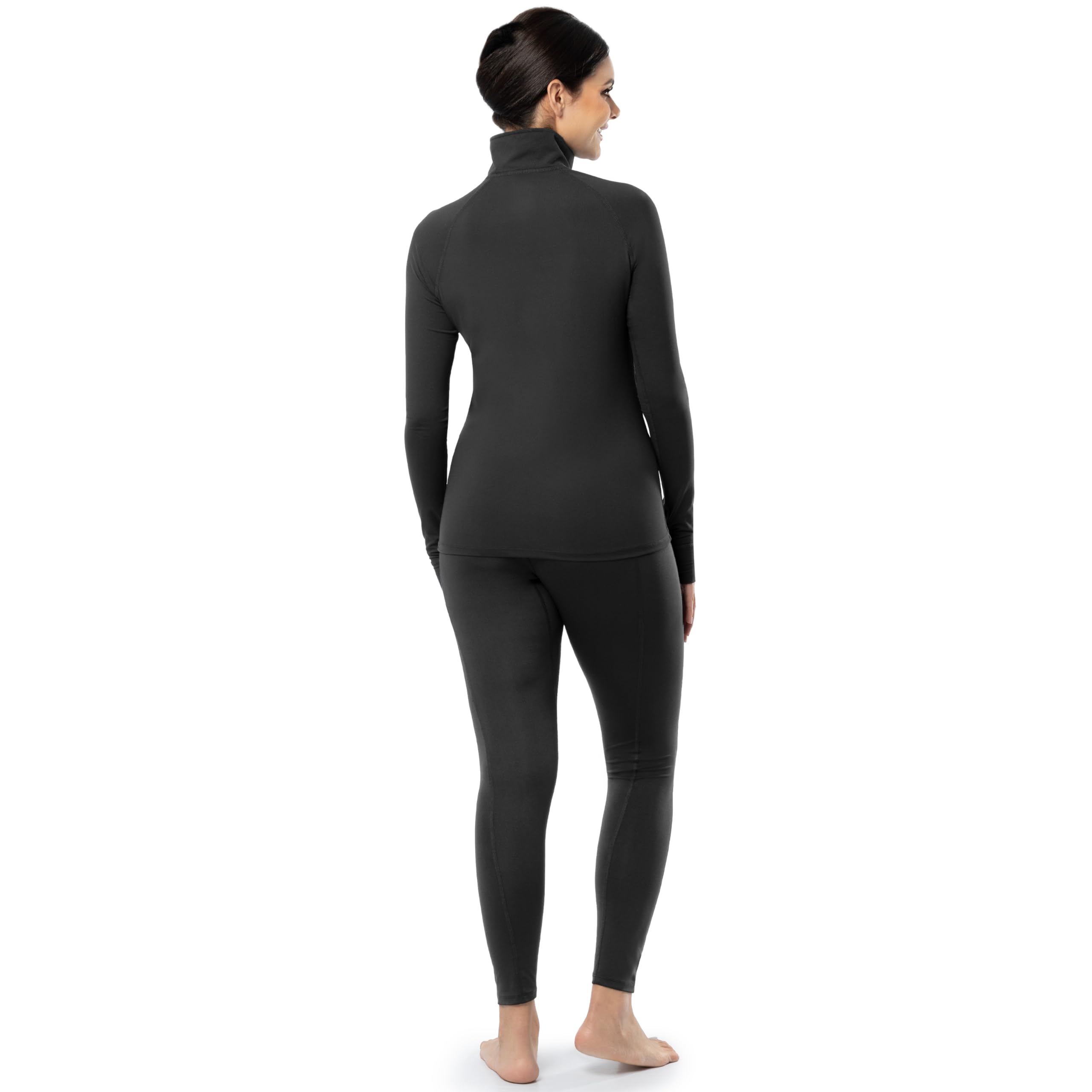 Fruit of the Loom High Neck Quarter Zip Top and Legging Thermal Set Jeu de Couches de Base Femme