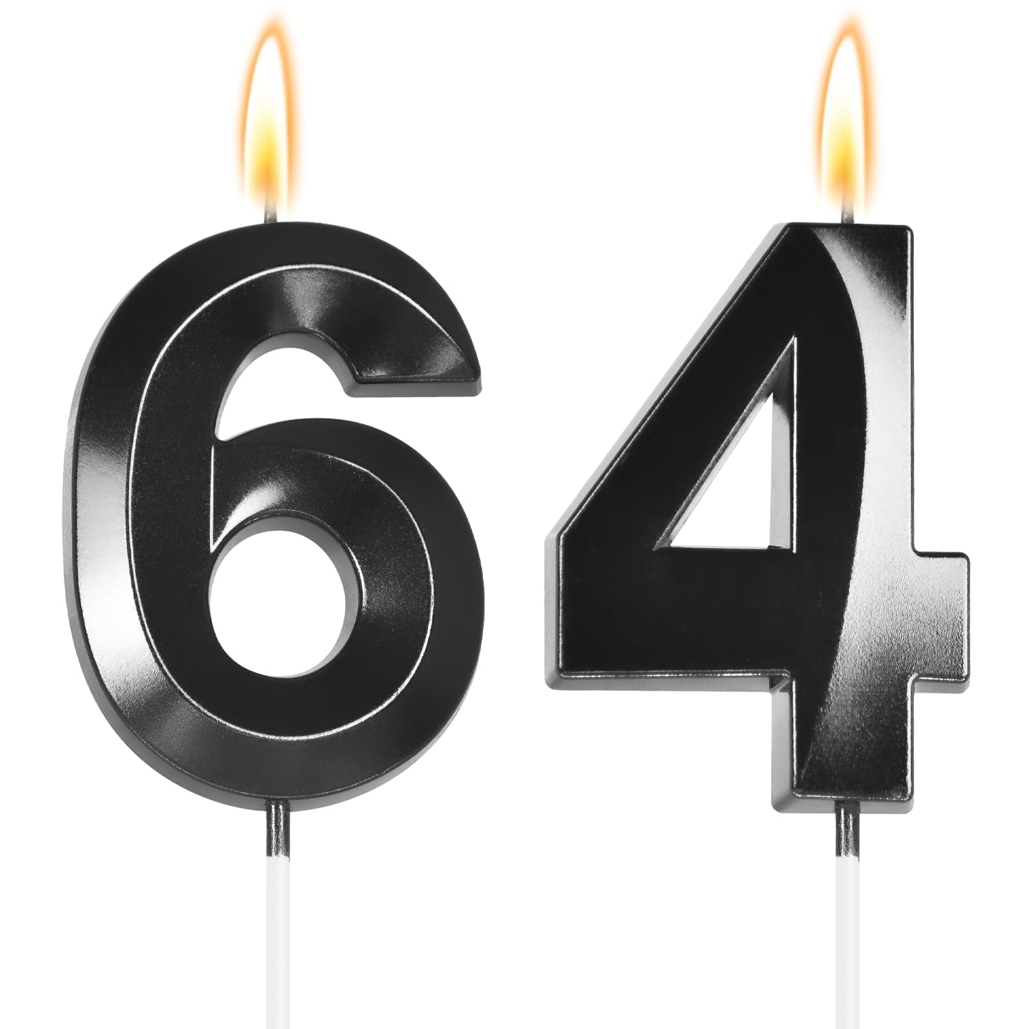 Photo 1 of **USED - MINOR DAMAGE**
64 Birthdy Large 2.76inch Black 64 Candle for 64th Birthday Decorations for Men Women, 64th Birthday Candle for 64 Year Old Birthday Anniversary Celebrations Supplies