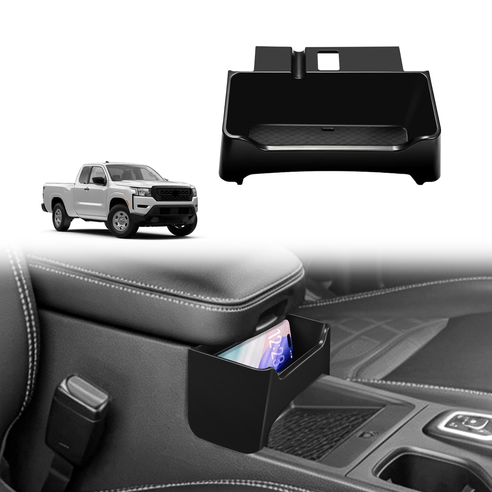 Muslogy Console Front Hanging Storage Box for 2022-2026 Nissan Frontier | for Nissan Frontier Accessories Center Console Front Hanging Storage Organizer Box Armrest Hanging Storage Box Tray 2022 2026