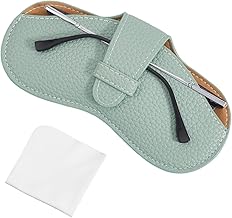 CREATCABIN Soft Leather Glasses Case Slim Sunglasses Case Portable Eyeglass Spectacle Pouch Bag Cover Travel Lightweight with Cleaning Cloth for Women Men Holiday Vacation 6.9x3.4 Inch Aquamarine