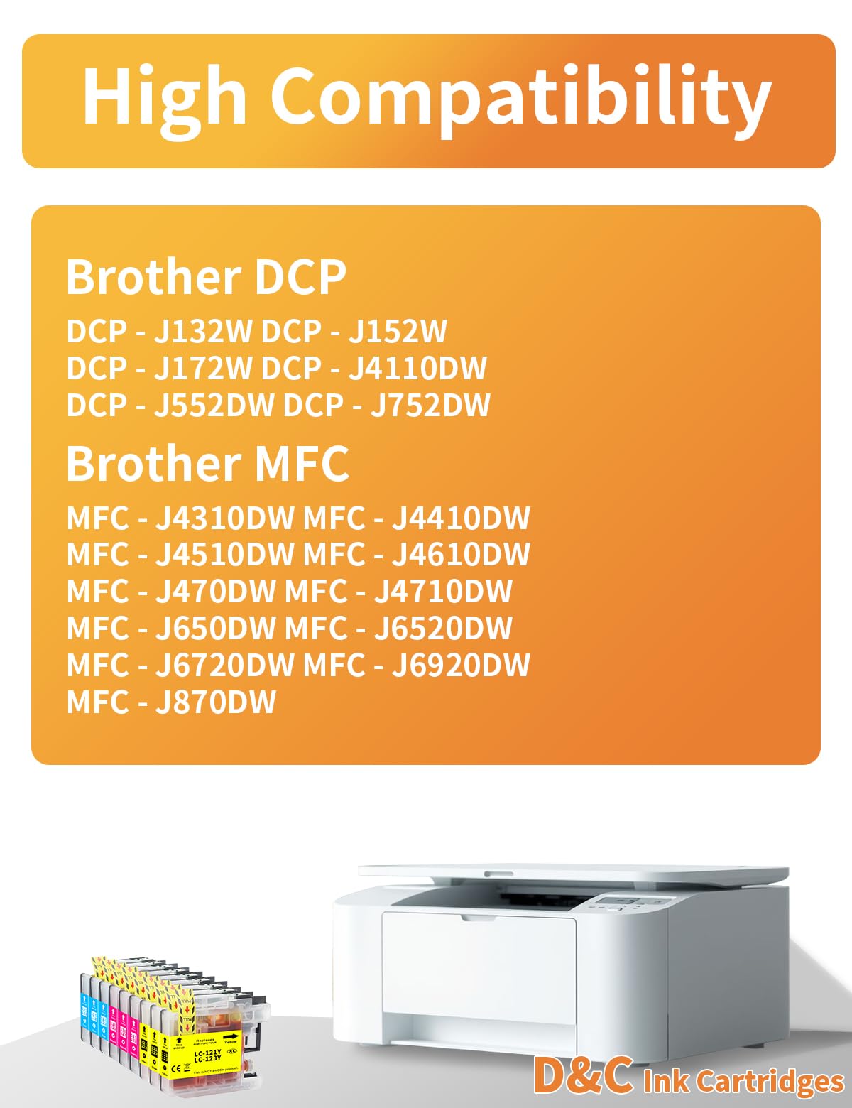 Lot De 4 Cartouches D'encre Noire Compatible Brother (DCP-J132W, MFC-J4410DW, Etc.) - 15ml