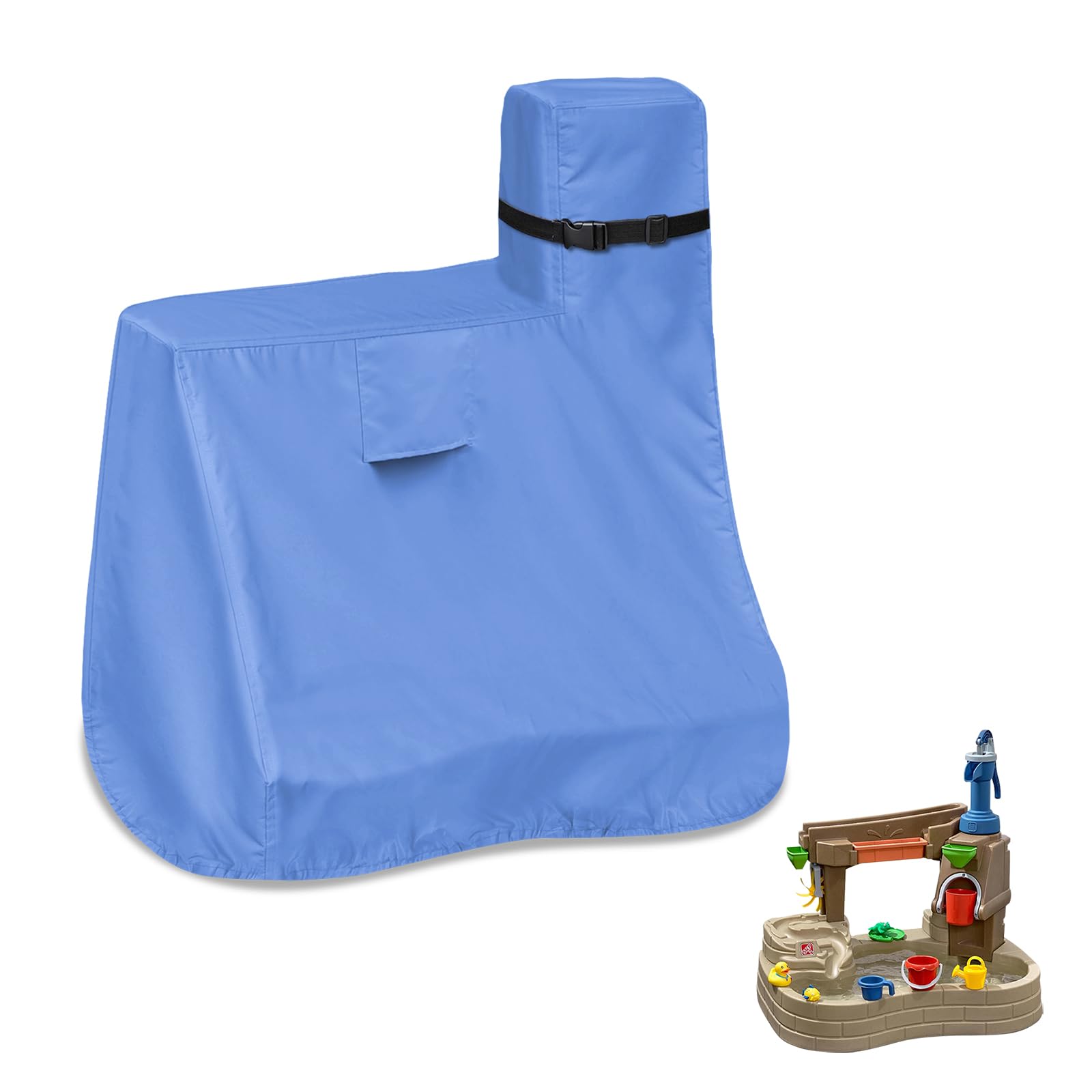 Water Table Cover for Step2 Pump & Splash Discovery Pond, Outdoor UV-resistant, Fade-resistant, and Dust-proof Storage Protection Cover for Kids' Water Sensory Activity Pool, Toddler Toy Covers, Blue