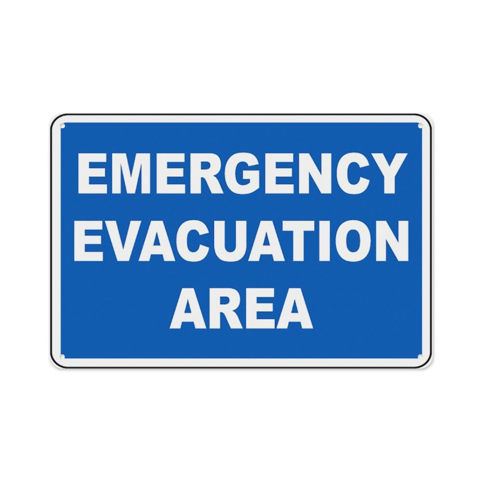 peiyeety Emergency Evacuation Area Sign Aluminum Tin Warning Signs For Home Outdoor Garden 12X16 Inches