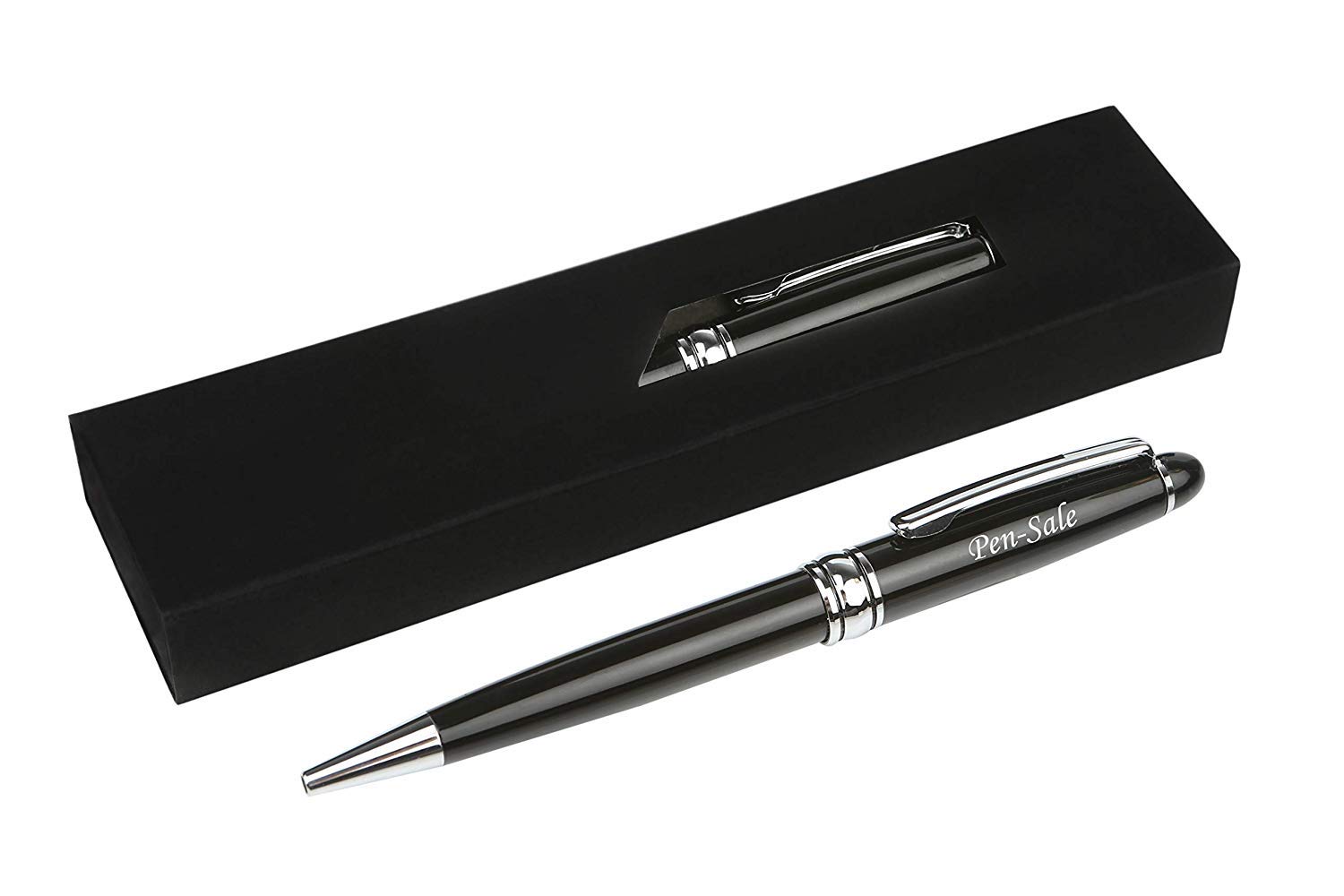 Bulk Buy: 25 x Personalised Luxury Ballpoint Engraved Pen In A Gift Box - Personalised Gifts For Anniversary Or Any Gift Idea, Gifts For Men, Gifts For Woman - Enter Your Custom Text (Black)