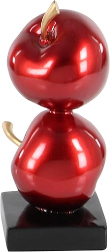 Miniatura 3 de Deco 79 Escultura de manzana de frutas Polystone con base negra, 11 x 11 x 17 pulgadas, rojo