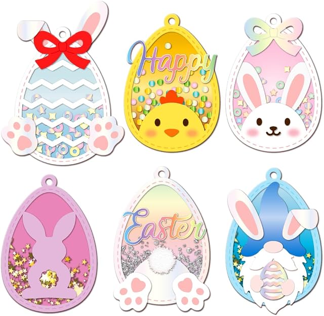 GLOBLELAND Easter Egg Hanging Shaker Cutting Dies for Card Making Rabbit and Egg Metal Die Cuts Cutting Dies Template DIY Scrapbooking Embossing Paper Album Craft Decor