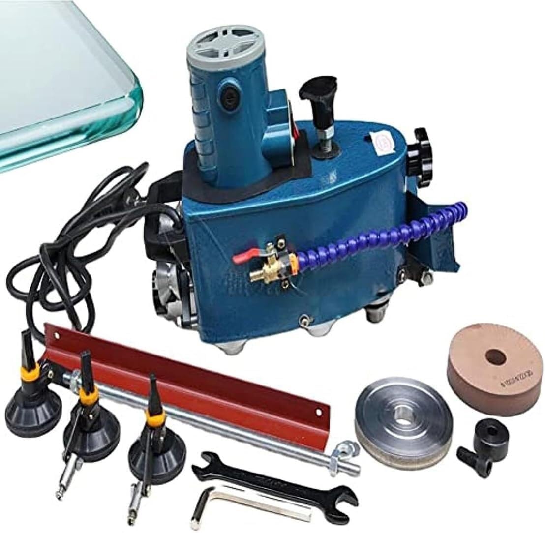 Portable Small Glass Edger with Polishing Wheel, Electric Glass Edging Machine,8000r/min Straight Round Bevel Edge Grinder Polish Edge Machine for Plexiglass Acrylic Marble Ceramic