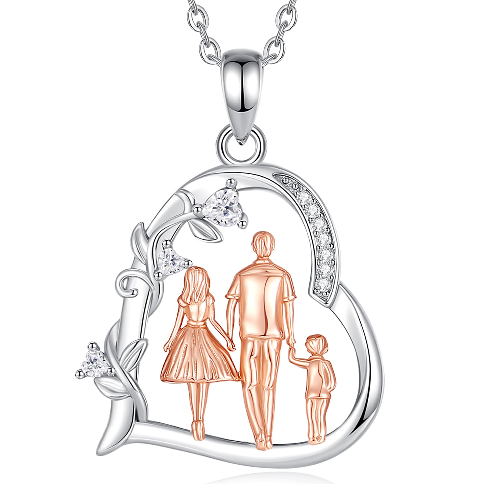 EUDORA Harmony Ball Collana Madre Bambina Argento Sterling 925 per Donna, Ciondolo Madre Figlia Doppio Cuore Gioielli Regalo Festa della Mamma per Mamma Moglie, Catena da 45 cm
