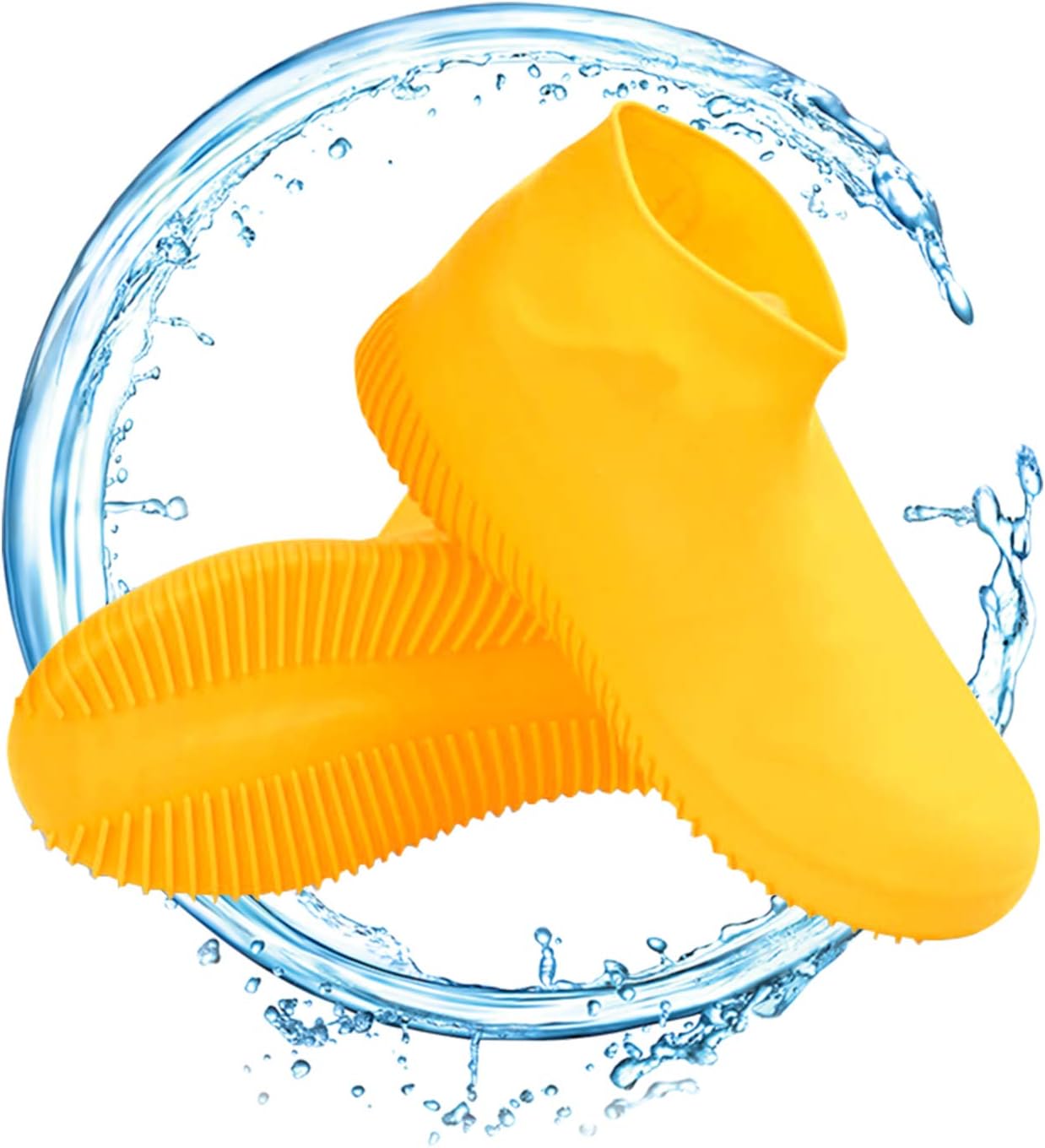 Waterproof Shoe Covers Reusable Non Slip Stretch Portable Silicone Galoshes Black White Yellow Fit for Men,Women,Kids