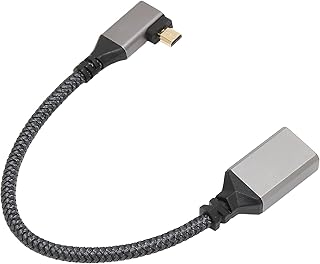 HD Multimedia Interface Cable, 18Gbps Transmission 4K 60Hz HD Multimedia Interface Adapter Cable Pure Copper Male To Female Widely Compatible for PC (90 Degree Right Bent 0.2m)