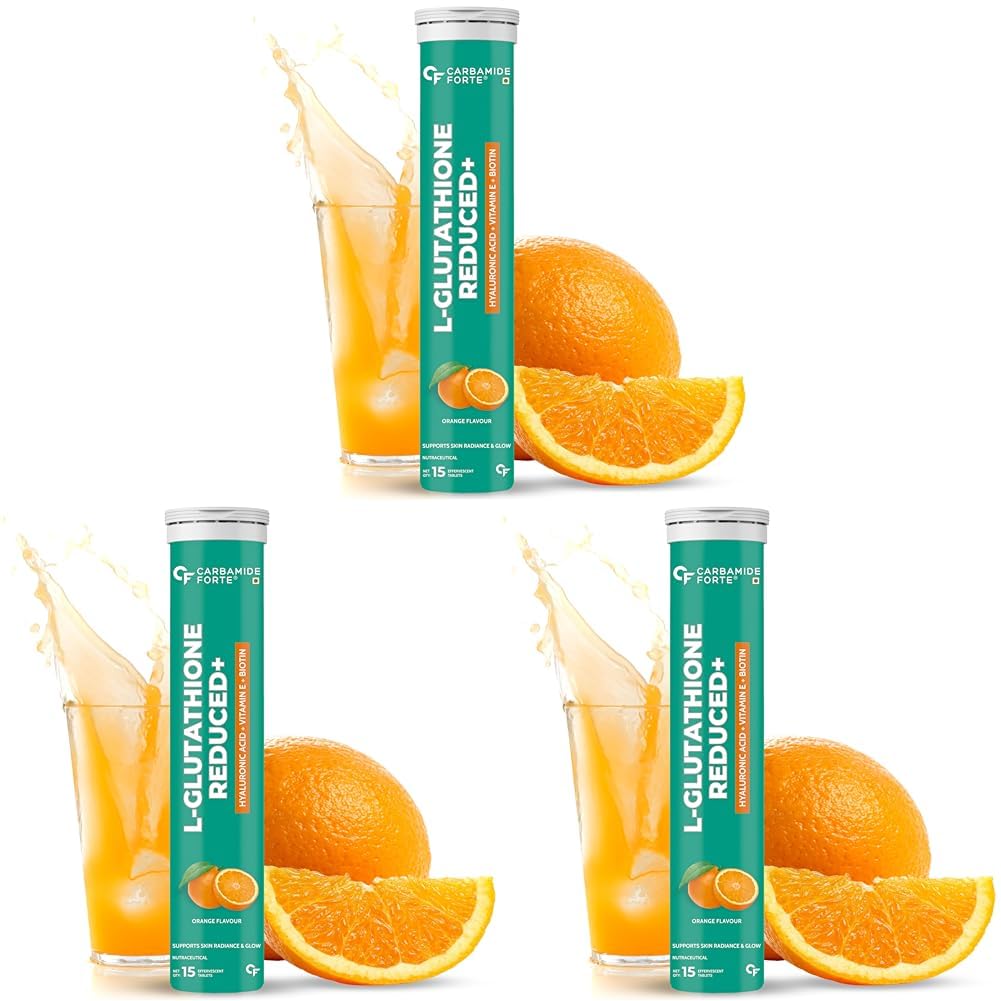 Carbamide Forte Japanese Reduced L Glutathione 600mg Tablets For Skin Health | L Glutathione with Vitamin C Hyaluronic Acid, Vitamin E,& Biotin– 15 Effervescent Tablets (Pack of 3) (B0D9Y387QD) Amazon Price History, Amazon Price Tracker