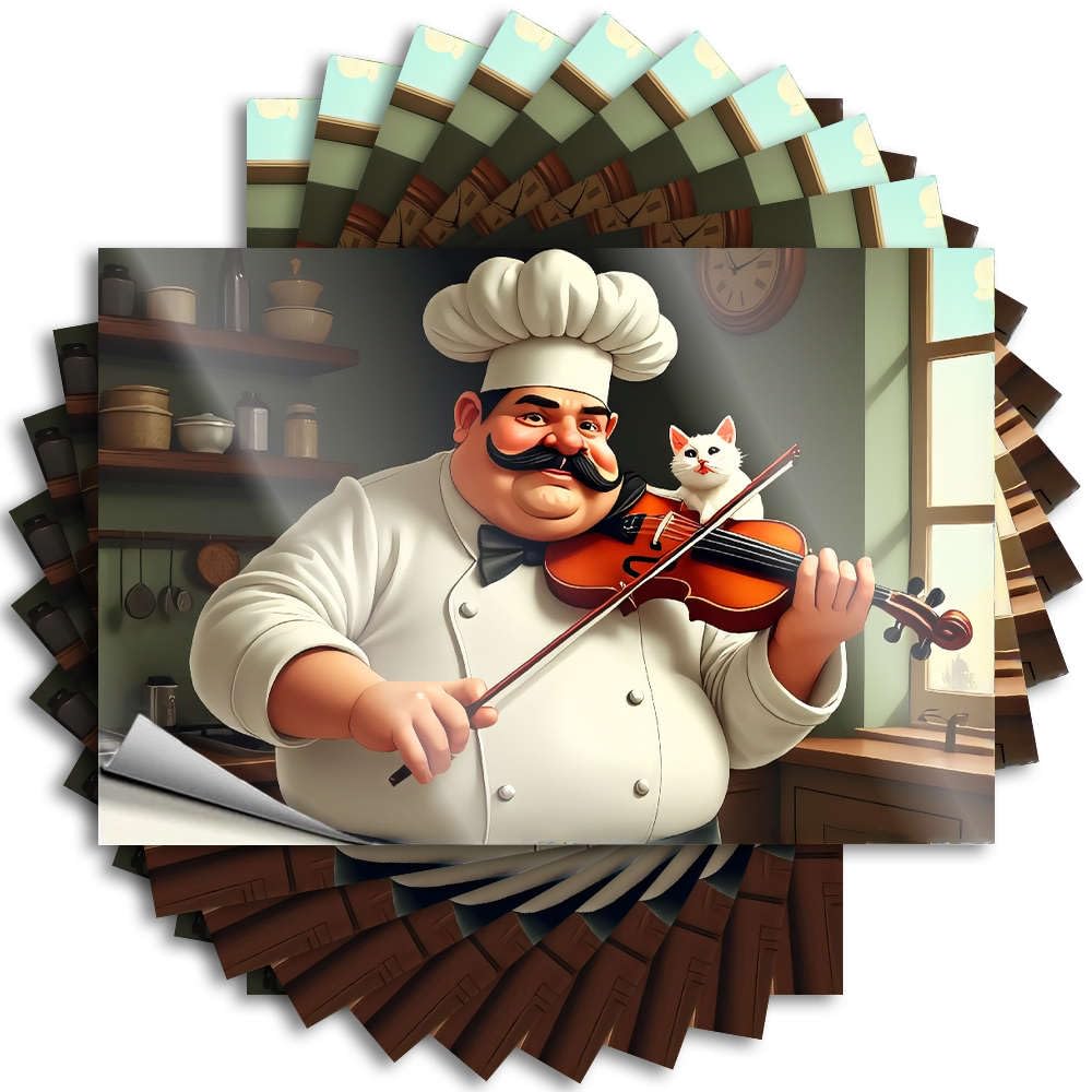 Quote Home | Tall Tumbler A Chef Playing Violin with A Cat. for Darts(6X9CM)