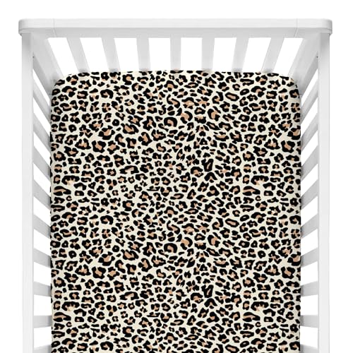 Image of Posh Peanut Fitted Crib Sheet, Soft Viscose from Bamboo Fabric, Standard Crib and Toddler Mattresses 52" by 28" (Lana Leopard Tan)
