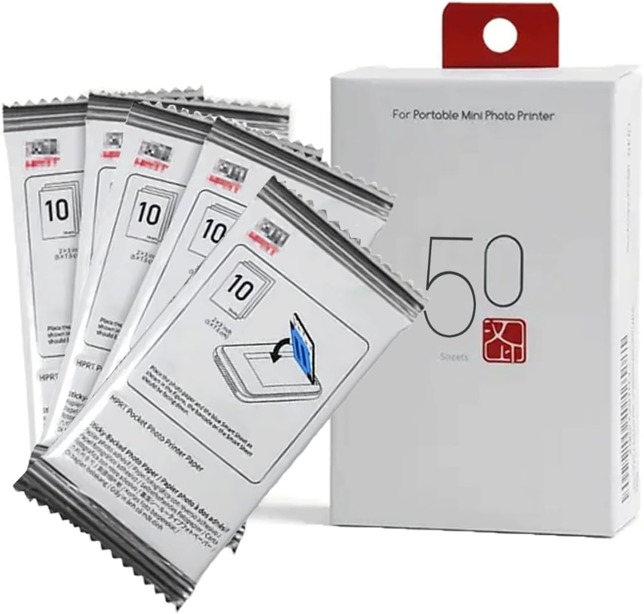 Zink 2x3" Premium Photo Paper w/Sticky Back - Waterproof, Smudge Proof, Tear Proof, Instant-Dry（50 Sheets）