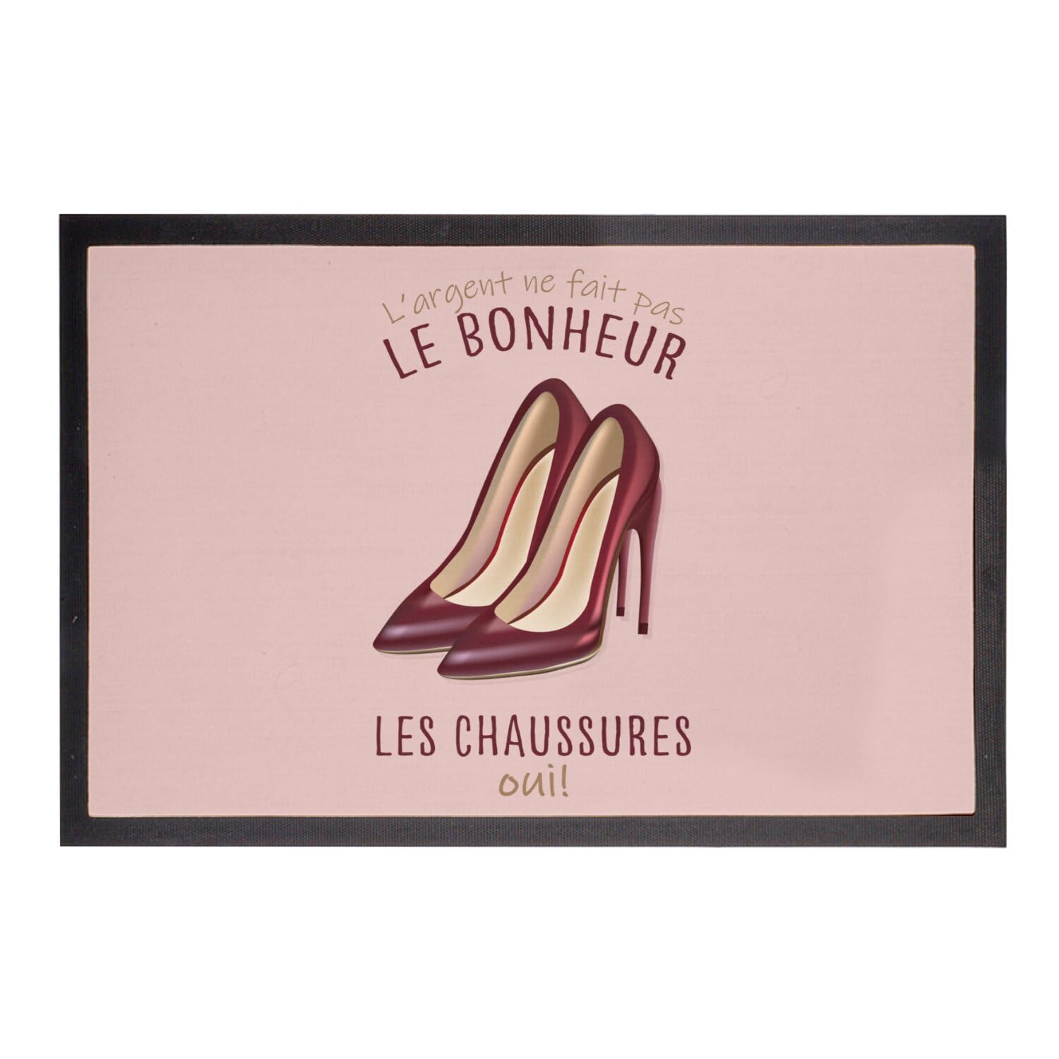 Paillasson rose antisaleté 60x40cm à motif talons pour entrée propre