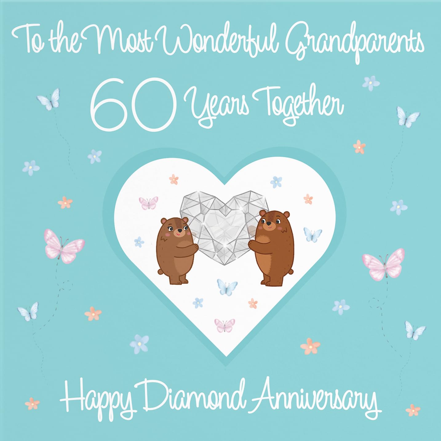 Hunts England, Grandparents 60th Anniversary Card, 60 Years, Diamond Anniversary, Romantic Meadows, Fun Card - Image 2