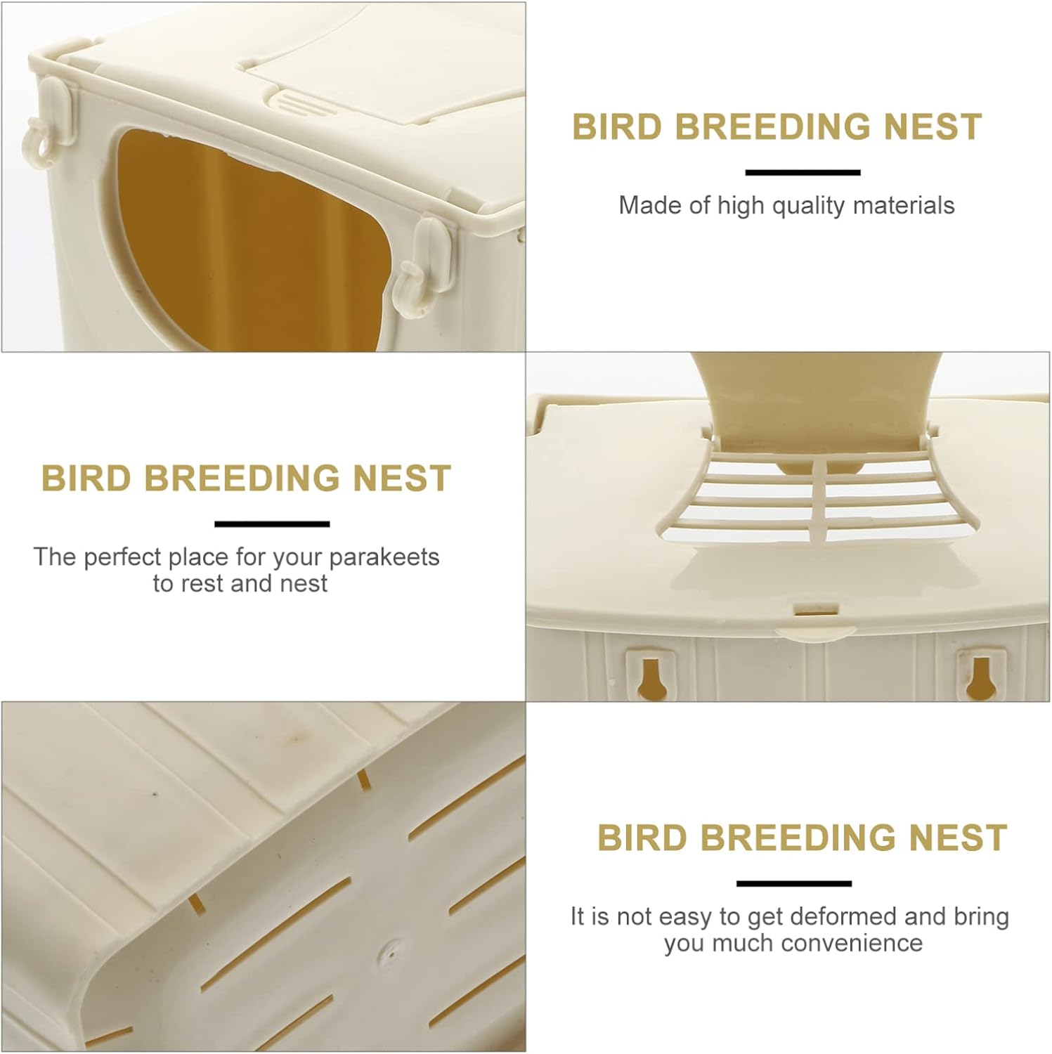 STOBOK Bird Nest Box Plastic Birdhouses 2Pcs, Parrot Breeding Box Breeding Nesting Bird Aviary Cage Box for Parakeet Budgie Cockatiel, 13x10x13cm