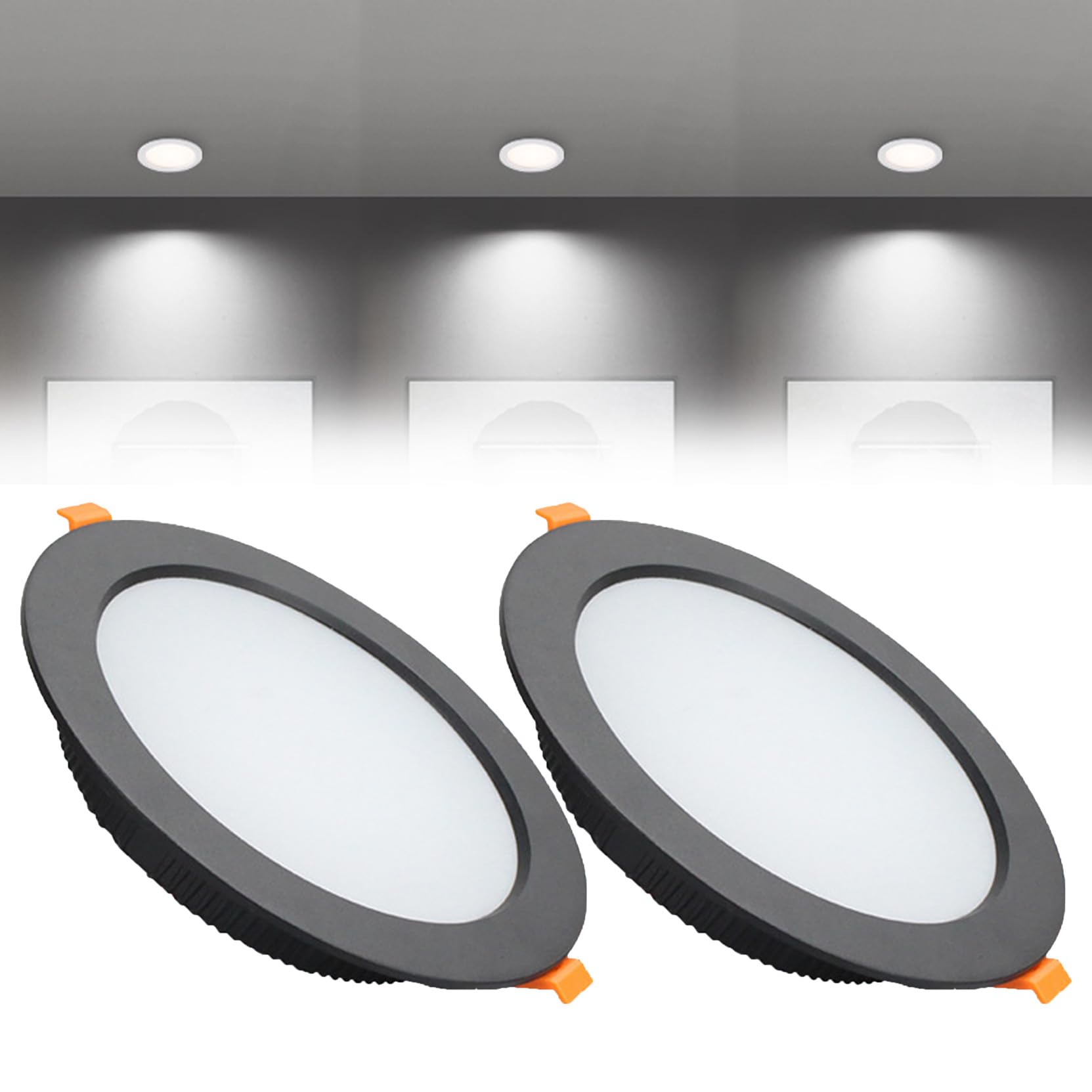 Syibelters 12W LED Recessed Ceiling Lights 145mm Cold White 6000K 12W 240LM, Cut Φ110-130mm, AC110-240V Ultra Slim Downlights, LED Panel Light for Living Room Hallway, 2 Pack