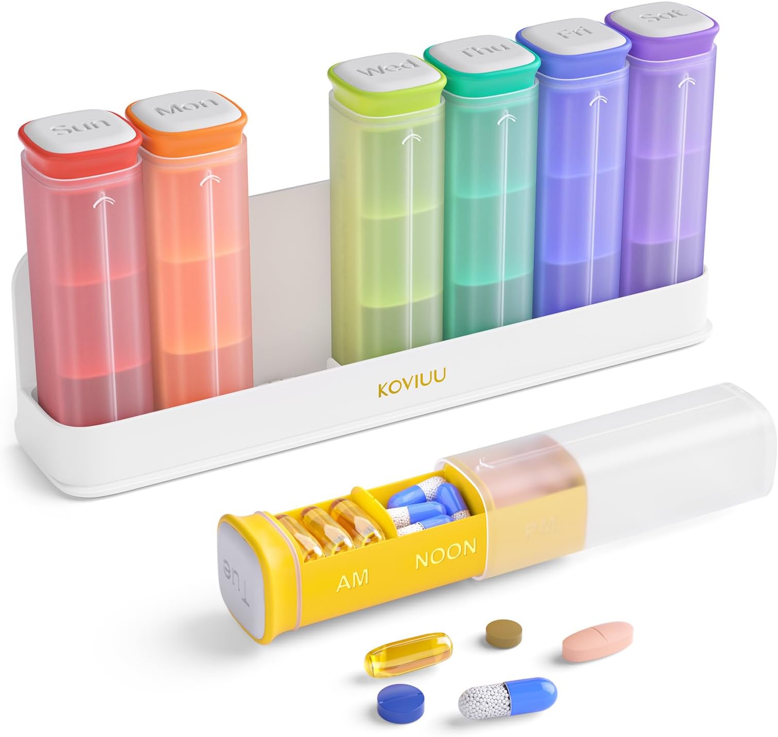 KOVIUU Weekly Pill Organizer 3X a Day, Detachable Pill Box 7 Day, Large 3 Times Daily Pill Case, Travel Pill Container Holder, Week Medication Dispenser Pillbox for Vitamin Supplement Medicine, White
