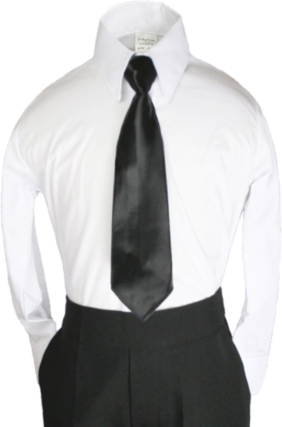 New Color Satin Zipper Necktie from Baby to Teen (L:(13.25 inches), Black)