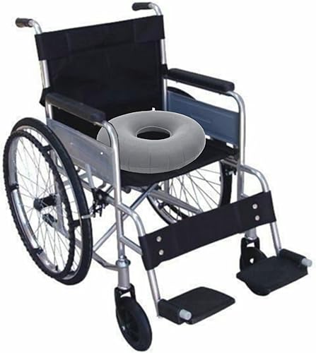 Miniatura 5 de Cojín inflable gris con anillo inflable para asiento redondo de 15 pulgadas, cojín inflable portátil para silla de oficina en casa, silla de ruedas,