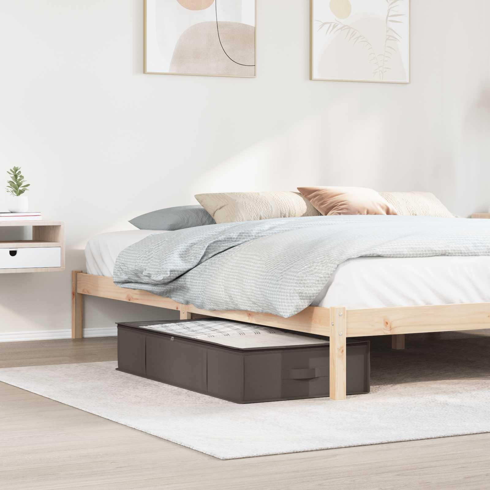 Contenitore grigio in tessuto non tessuto con finestra superiore trasparente, 100 x 50 x 18 cm, pieghevole, per vestiti, armadio, ufficio, cucina, bagno, salvaspazio, aiuto per l'ordine