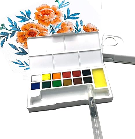 Kit De Peinture Aquarelle Pour Debutant Voyage Et Artiste Professionnel 12 Couleurs Assorties Avec Palette Pinceau Et Eponge 1 Mini Carnet Aquarelle Format De Poche Portable Amazon Ca Maison