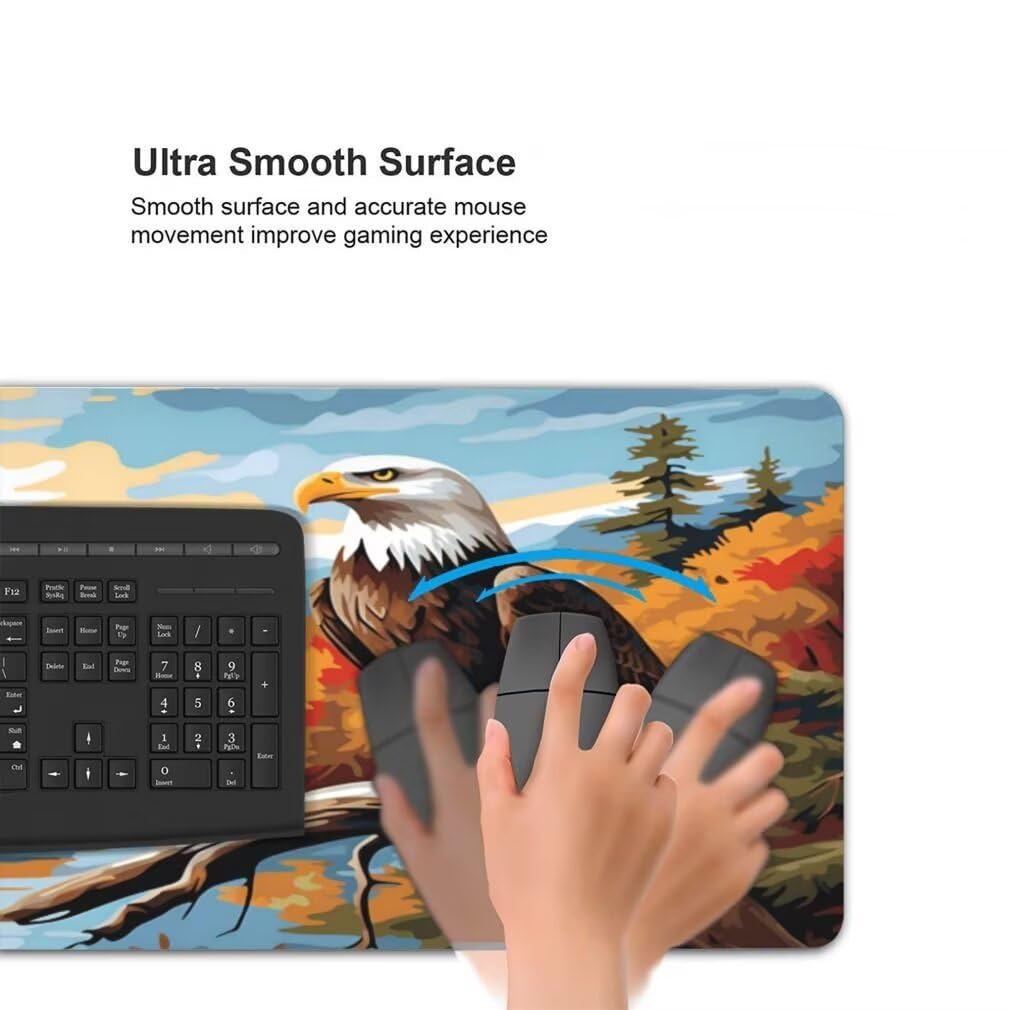 Tappetino Mouse XXL 1000x500mm Aquila Grande Mouse Pad, Tappetino Scrivania con Bordi Cuciti, Grande Mousepad Gaming con Base Antiscivolo per Giocatori, Ufficio e Casa (Fiume Nella Foresta) -MP1544