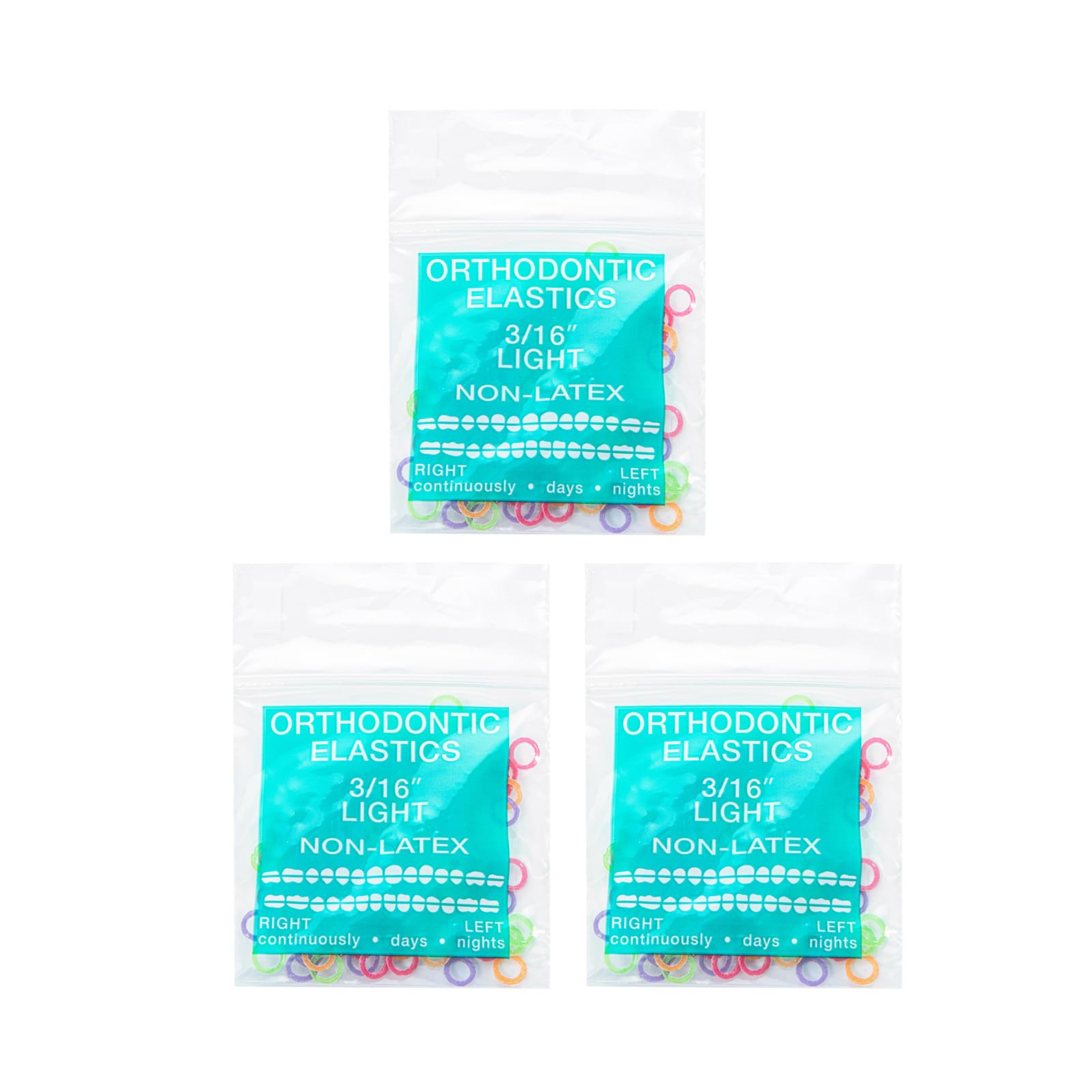 JMU Orthodontic Elastics 3/16 Light, 300 Pack, Neon, Orthodontic Rubber Bands Latex Free Intraoral Elastic Bands Made in USA