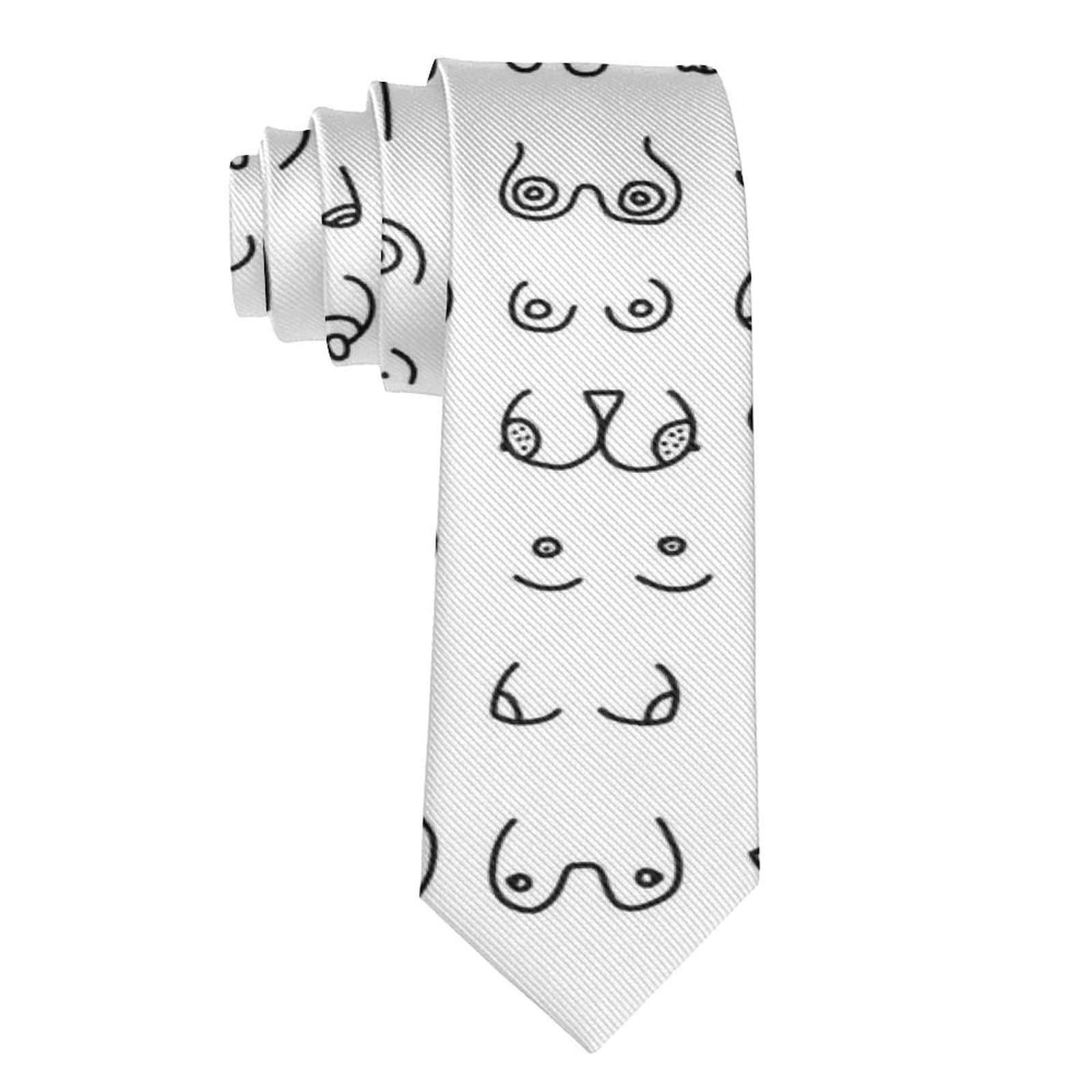 Floral Print Necktie, Casual Fashion Tie, Dress Decor Tie For Boy, Great For Weddings, Groom, Groomsmen, Dances Compatible with Woman Breast Set Funny Boobs