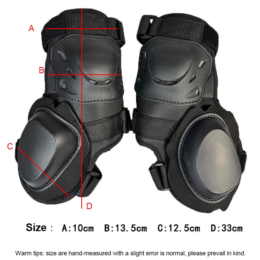 Ginocchiere Motociclistiche, Nero Regolabile Ginocchiera Pads Protettore, Ginocchiere Protezioni per Motocross Comode per Motocross Mountain Biking