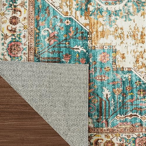 RUUGME Washable 9x12 Area Rugs - Large Rugs for Living Room Stain Resistant Carpet Vintage Rugs for Bedroom with Non Slip Backing Home Decor Floor Decoration Mat (9x12 Green)