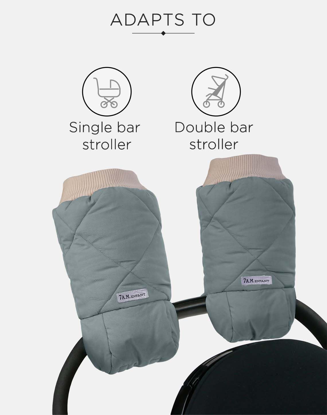 7AM Enfant - Guantes cálidos para cochecito de bebé, manoplas anticongelantes para manillar, calentador de manos repelente al agua, calentadores de cochecito con forro de felpa |Espejismo acolchado
