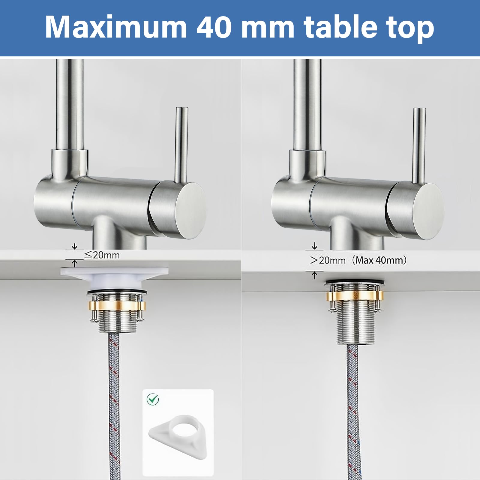 Mitigeur Cuisine Rabattable Pliable 360° Acier Inoxydable 304 Brossé