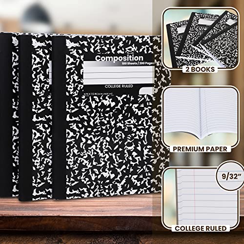 Carnets d'étudiant lignés dotés d'une couverture rigide marbre protectrice - 3