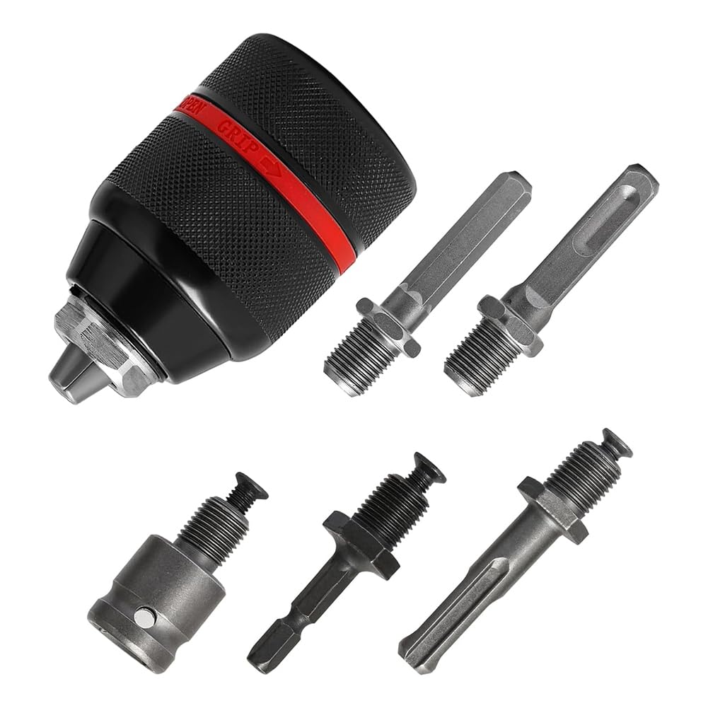 Ehwisbe Women's 1.5-13Mm Keyless Hand Drill Chuck 1/2-20Unf With Sds Plus Adapter,1/4In Hexshank Converter Hex Handle 1/2In Socketwrench