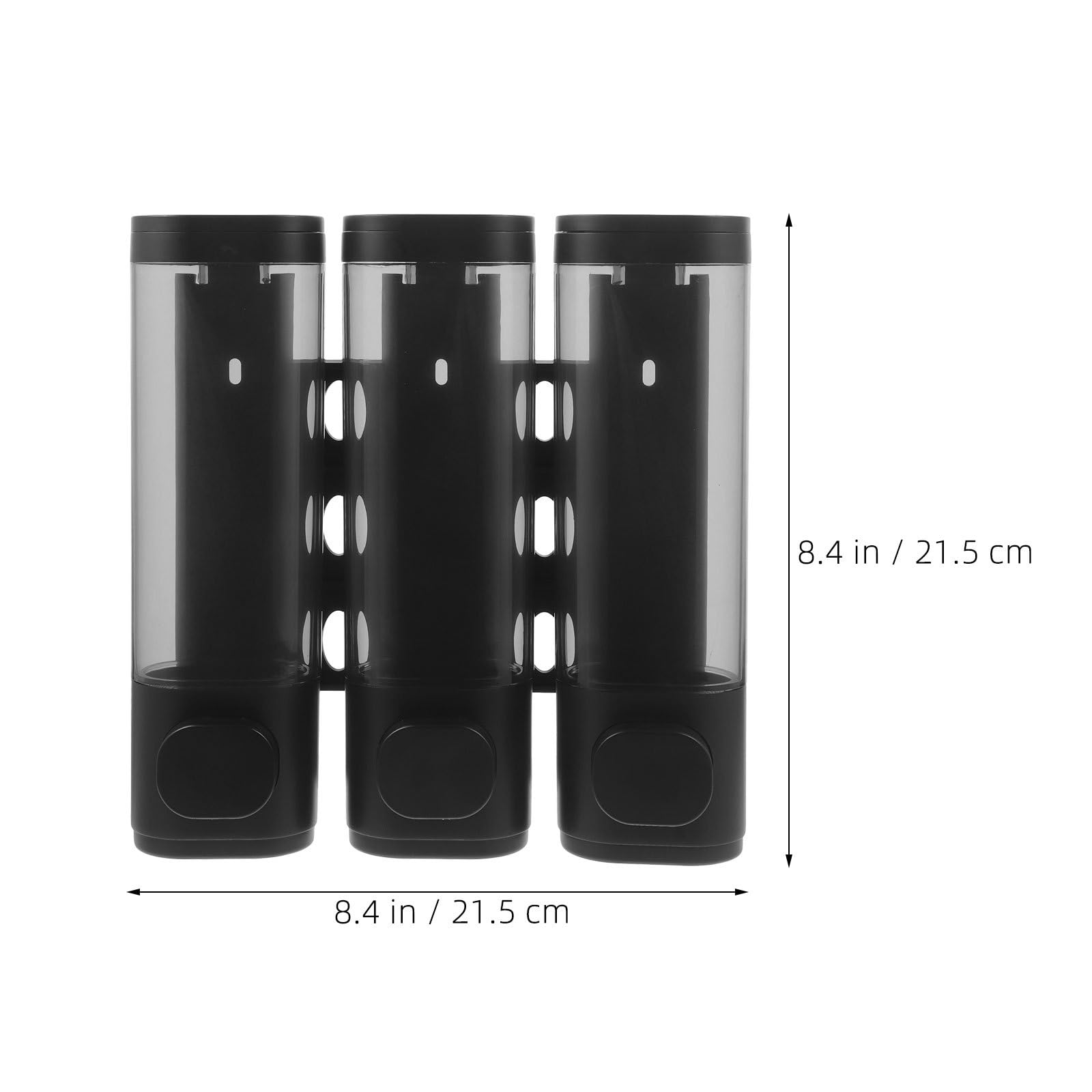 INOOMP 2 dispenser di sapone da doccia a parete: dispenser di shampoo e balsamo ricaricabile a 3 scomparti di grande capacità per casa, hotel, bagno, con pulsante.