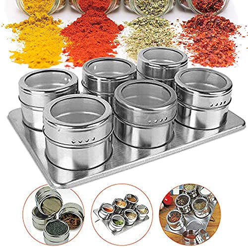 Porta Temperos Condimentos Aço Inox Magnético 6 Potes Retângulo CBRN12404 - Commerce Brasil