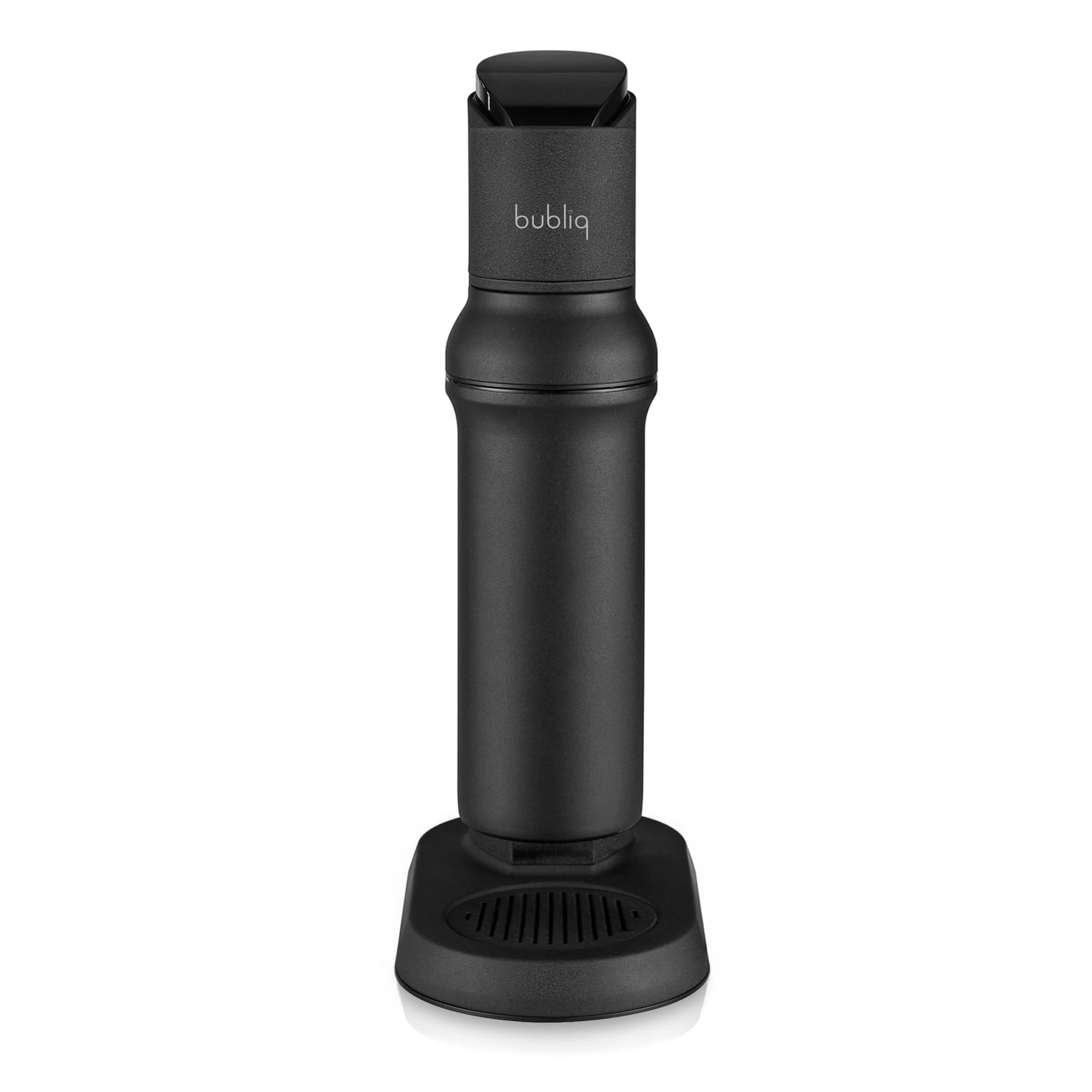 bubliq glass carbonator, Wassersprudler aus Edelstahl mit 1 l Glasflasche, minimalistisches Design, Mattschwarz Finish