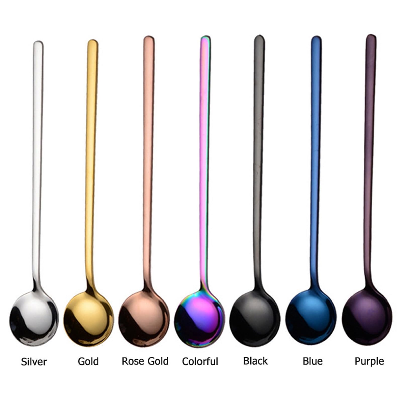 Lot de 10 cuillères à café à long manche en acier inoxydable pour café, crème glacée, dessert (B2)