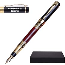 Ancolo Personalized Fountain Pen- Quality Pen Custom your own Name, Message,Company Team Name, Gift for Writer, professor, Calligrapher, students-Metal Body Black ink