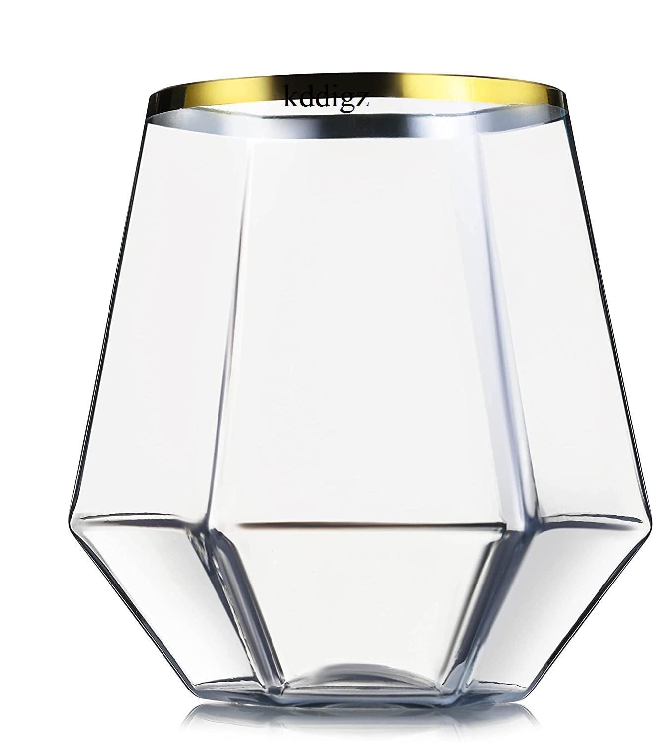 kddigz Crystal Whiskey Glasses - 300 ml Bar Glass for Drinking Bourbon, Whisky, Scotch, Cocktails, Cognac- Old Fashioned Cocktail Tumblers (Gold Rim Set of 4)