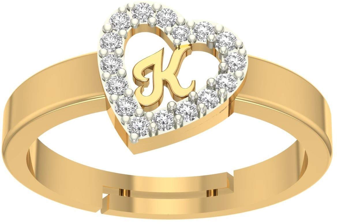 Kanak Jewes Heart Shaped Brass K Alphabet Rings Gold Adjustable Valentine American Diamond Love Initial Letter for Women Girls Girlfriend Men Boys Couples I love you Cubic Zirconia Gold Plated Ring (B08VGGSL9J) Amazon Price History, Amazon Price Tracker
