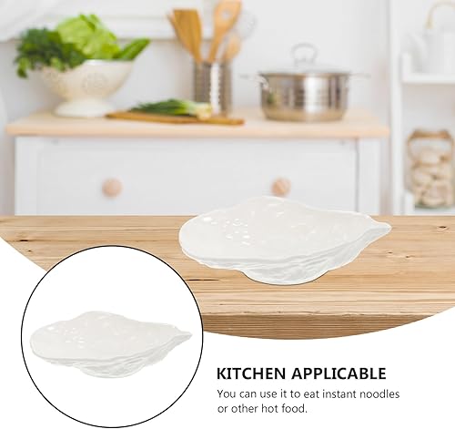 Miniatura 6 de Hemoton 2 platos de cerámica para salsa, forma de conchas de ostras, bandeja de condimentos de cerámica, exquisitos platos de ostras, platos