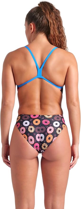 ARENA Women's Performance Funny Prints Collection Donuts Challenge Back Swimsuit