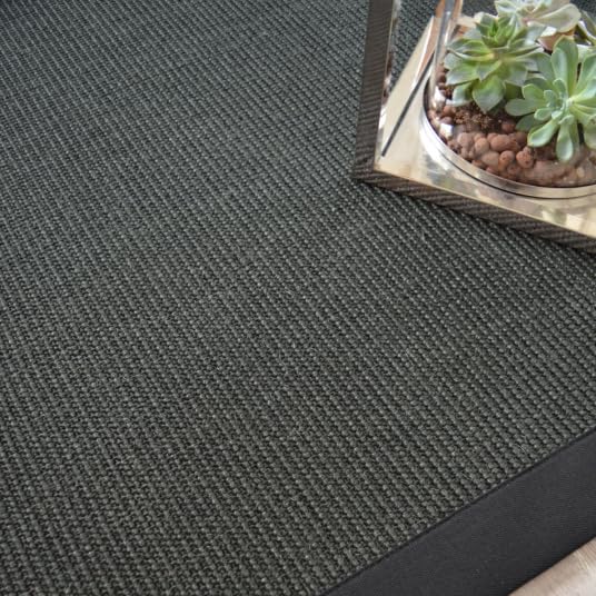 Decoweb Tapis sisal Yucatan Noir - Ganse Coton Noire - 200 x 290 cm
