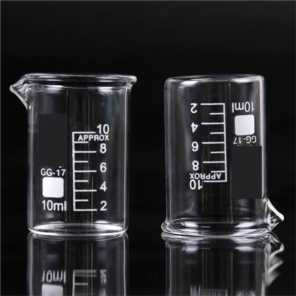 Vaso de precipitados de Forma Baja Espesado de 10 ml, Vaso de precipitados de Vidrio científico Transparente con Pico, Suministros de Laboratorio de química, 1 Pieza